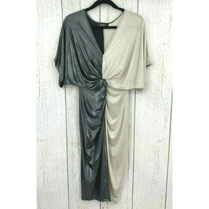 AKIRA faux wrap shimmer glitter two toned dress